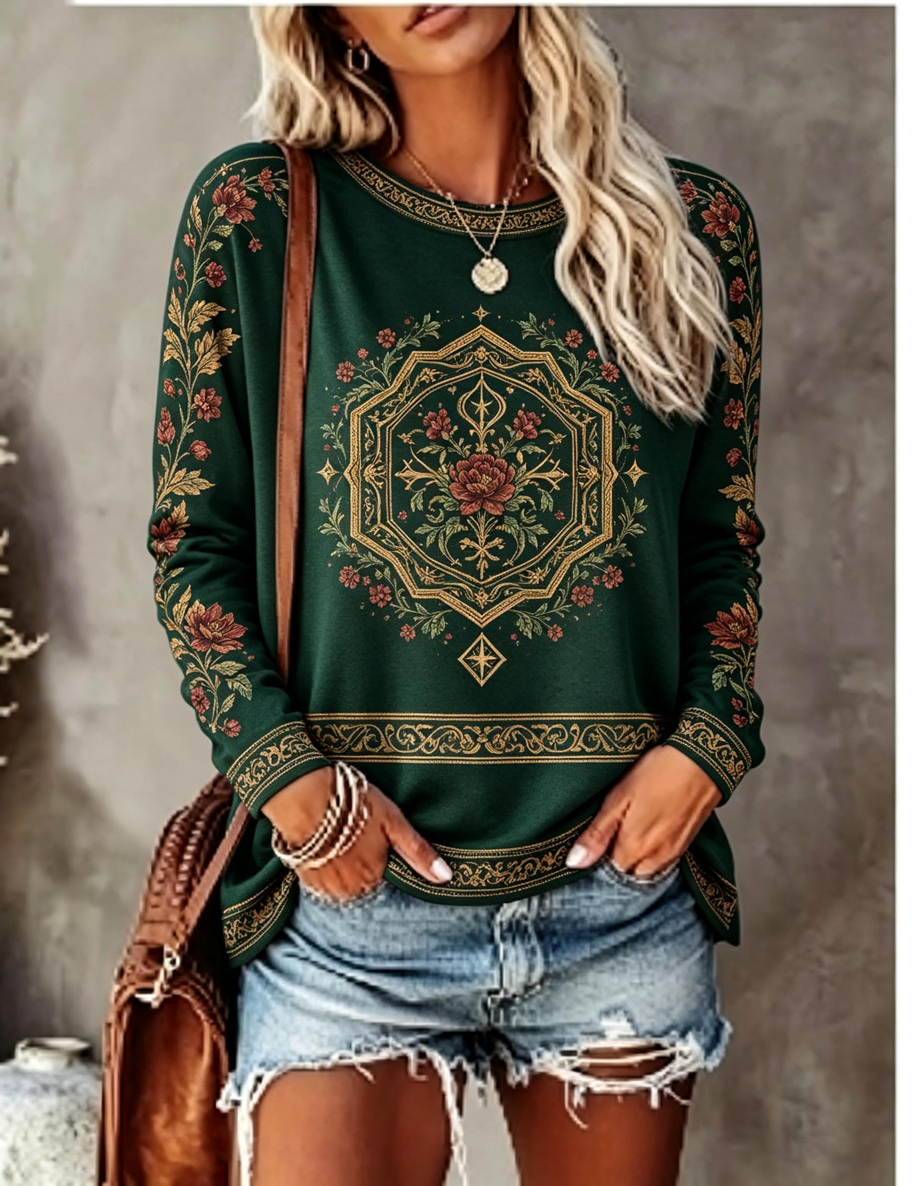 Women Crew Neck Long Sleeve T‑ - Wallpaper recension och pris