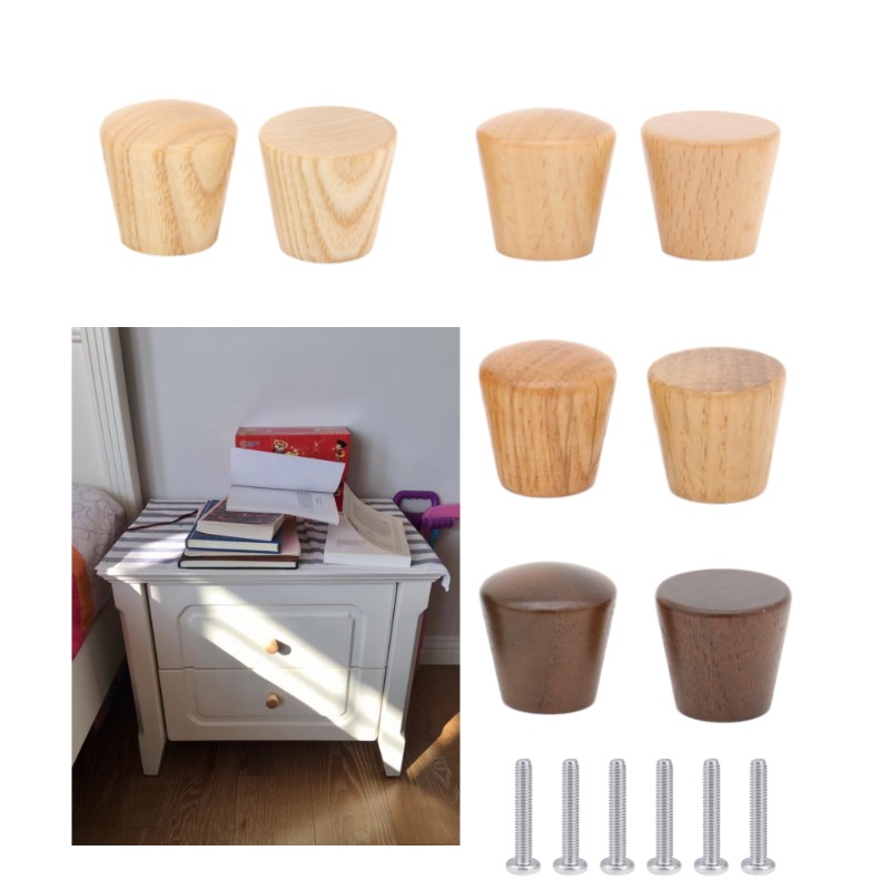 6Pcs Round Wooden Cabinet Knob - Cabinet Hinges recension och pris