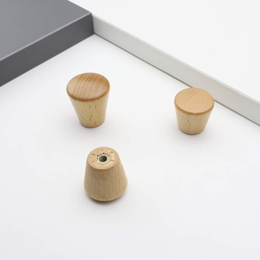 6Pcs Round Wooden Cabinet Knob - Cabinet Hinges recension och pris