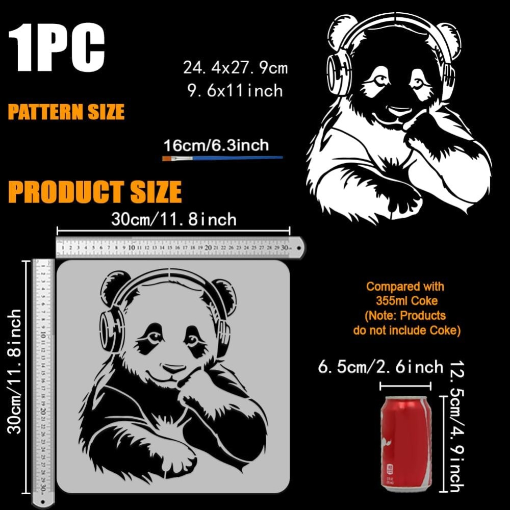 Panda Stencil with a Paint Bru - Paint Brush recension och pris