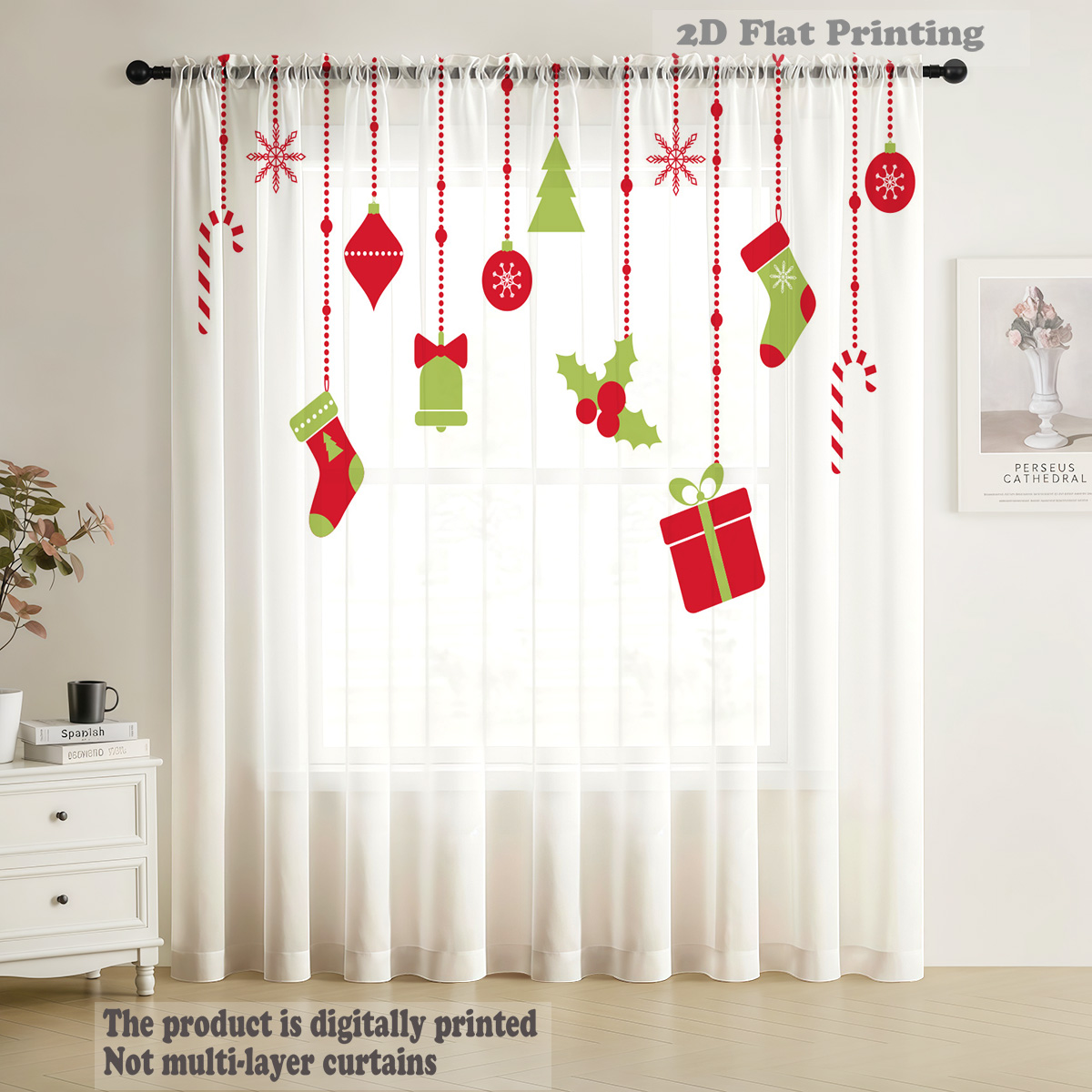Christmas Sheer Voile Window C - Curtain Rods recension och pris